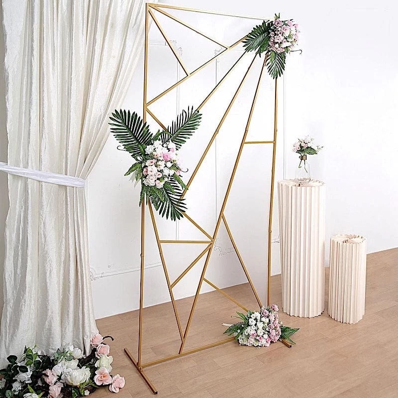Gold Metal Rectangle Geometric Backdrop Stand Wedding Arch - Image 14