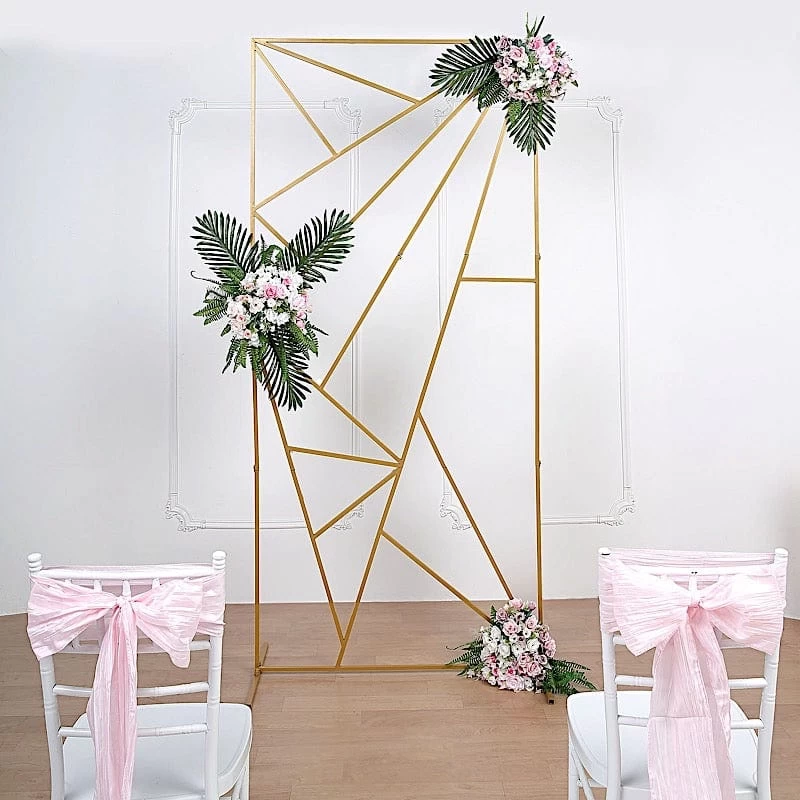 Gold Metal Rectangle Geometric Backdrop Stand Wedding Arch - Image 11