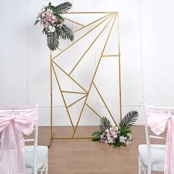 Gold Metal Rectangle Geometric Backdrop Stand Wedding Arch