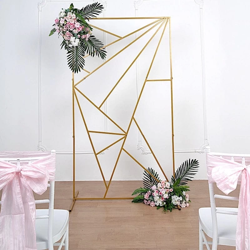 Gold Metal Rectangle Geometric Backdrop Stand Wedding Arch