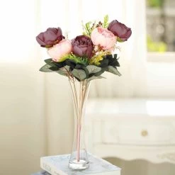 14 Silk Peony Flowers In 2 Bushes