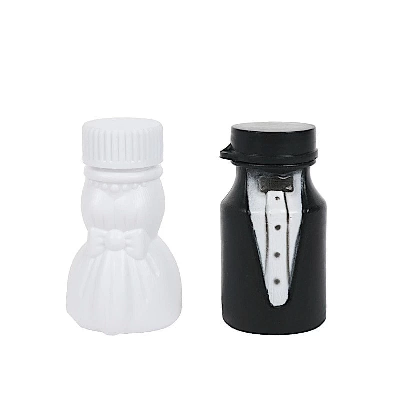24 Black And White Bride And Groom Bubble Bottles Wedding Favors - Image 9