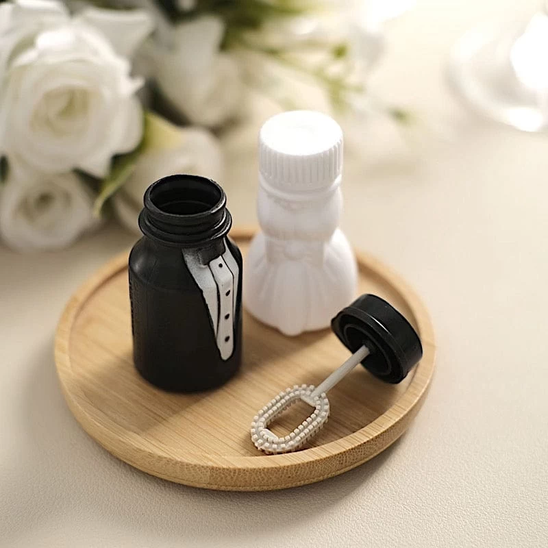 24 Black And White Bride And Groom Bubble Bottles Wedding Favors - Image 7