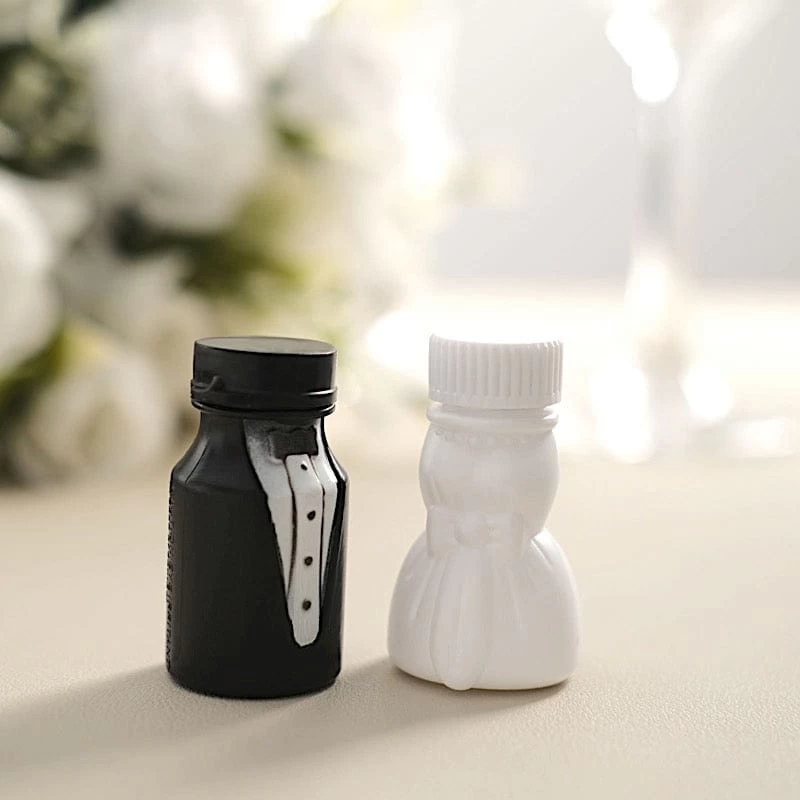 24 Black And White Bride And Groom Bubble Bottles Wedding Favors - Image 6