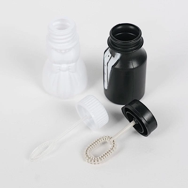 24 Black And White Bride And Groom Bubble Bottles Wedding Favors - Image 8