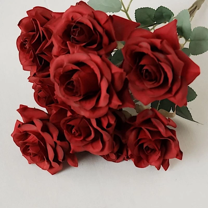 2 Bushes 17 In Artificial Flowers Silk Roses Bouquets - Image 14