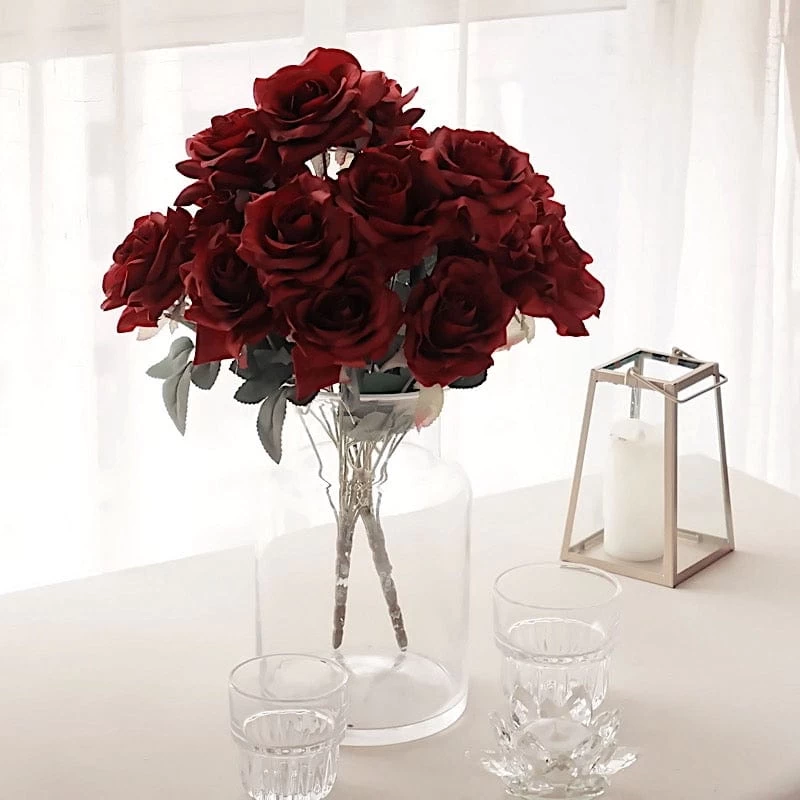 2 Bushes 17 In Artificial Flowers Silk Roses Bouquets - Image 9