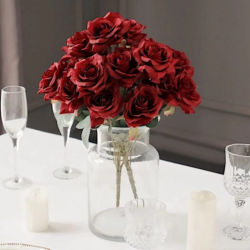 2 Bushes 17 In Artificial Flowers Silk Roses Bouquets - Image 6