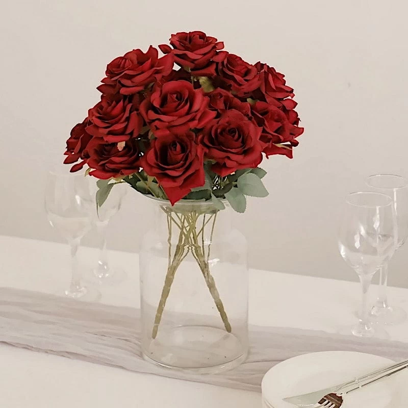 2 Bushes 17 In Artificial Flowers Silk Roses Bouquets - Image 2