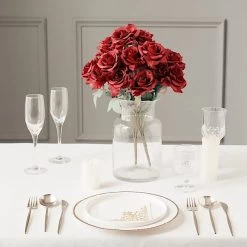 2 Bushes 17 In Artificial Flowers Silk Roses Bouquets