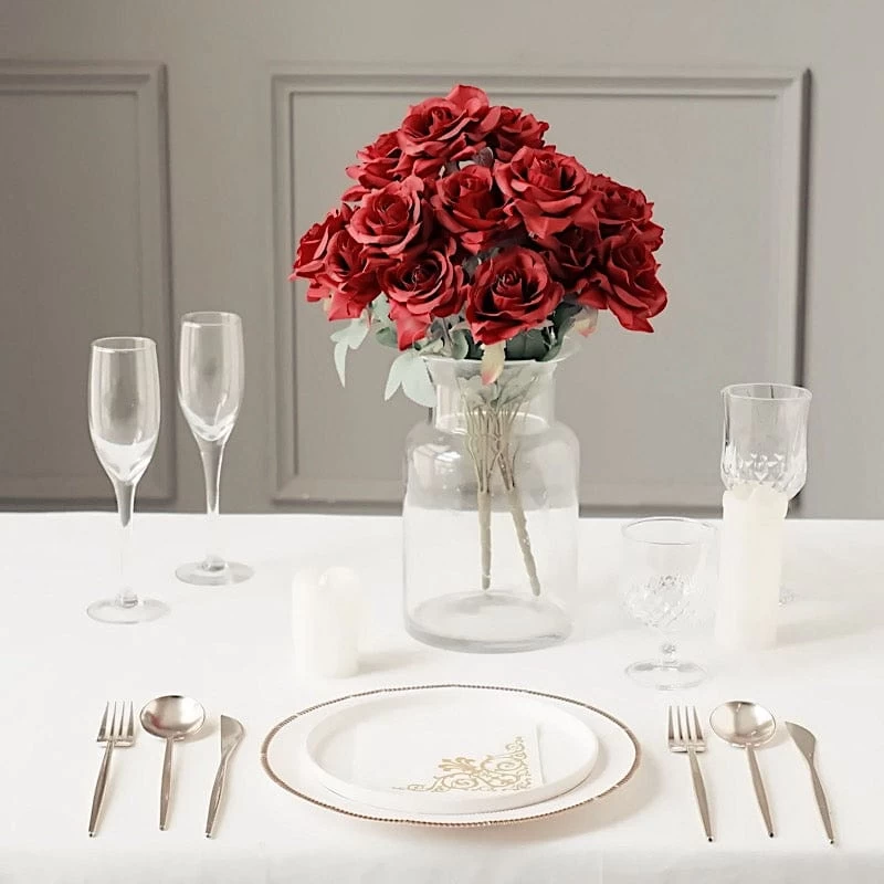 2 Bushes 17 In Artificial Flowers Silk Roses Bouquets