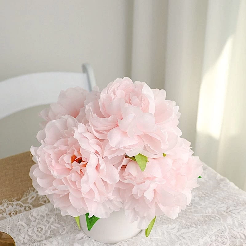 2 Silk Peony Bushes 17" Artificial Flower Bouquets - Image 4