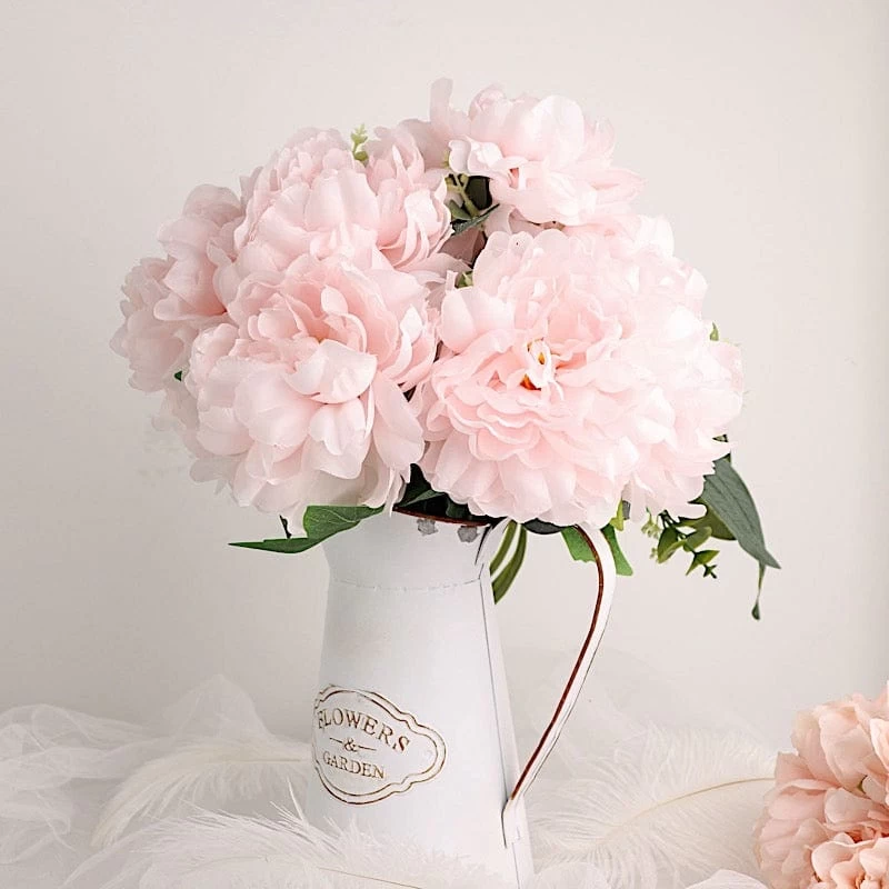 2 Silk Peony Bushes 17" Artificial Flower Bouquets - Image 8