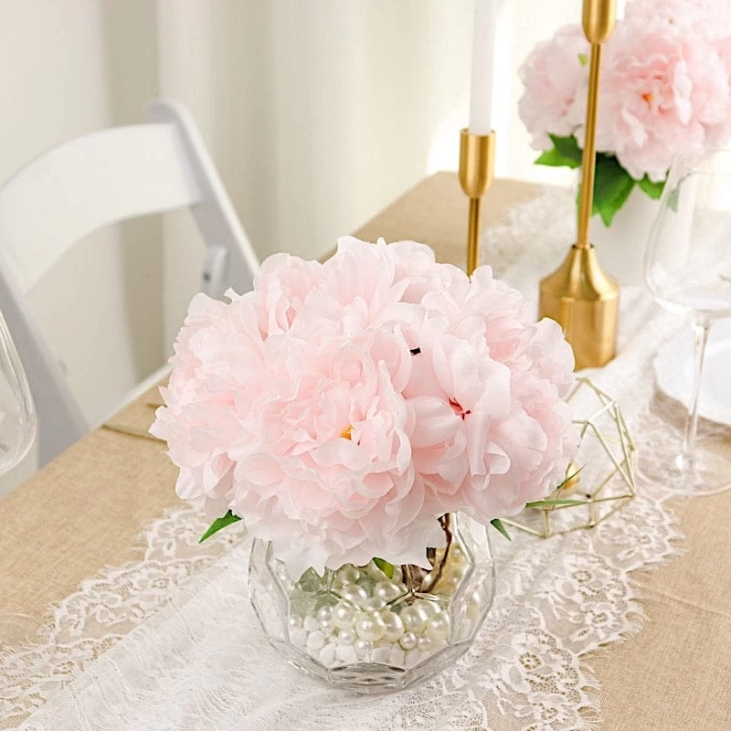 2 Silk Peony Bushes 17" Artificial Flower Bouquets - Image 5