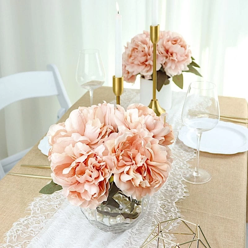 2 Silk Peony Bushes 17" Artificial Flower Bouquets - Image 14