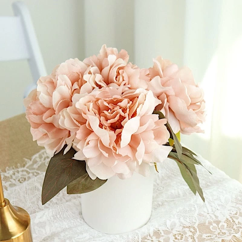 2 Silk Peony Bushes 17" Artificial Flower Bouquets - Image 12