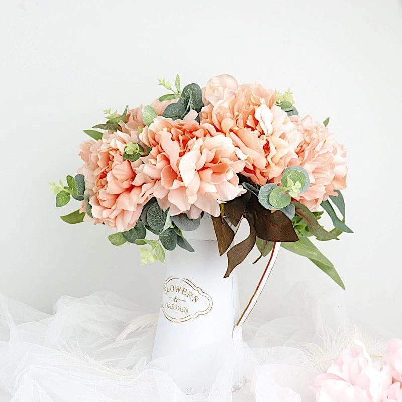 2 Silk Peony Bushes 17" Artificial Flower Bouquets - Image 16