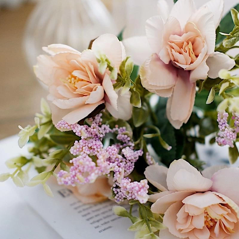 3 11 In Silk Peony Bushes Artificial Flower Bouquets - Image 3