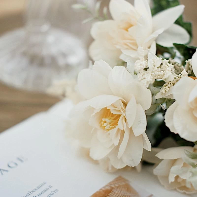 3 11 In Silk Peony Bushes Artificial Flower Bouquets - Image 12