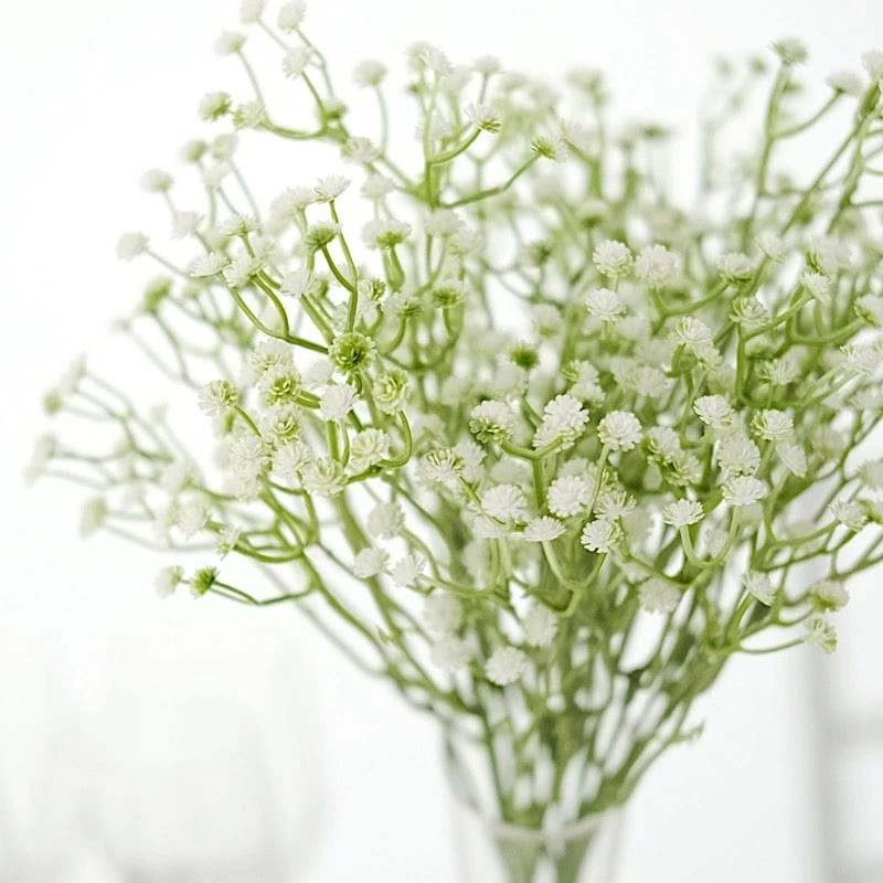 3 White 14 In Tall Artificial Flowers Faux Baby Breath Bushes - Image 5
