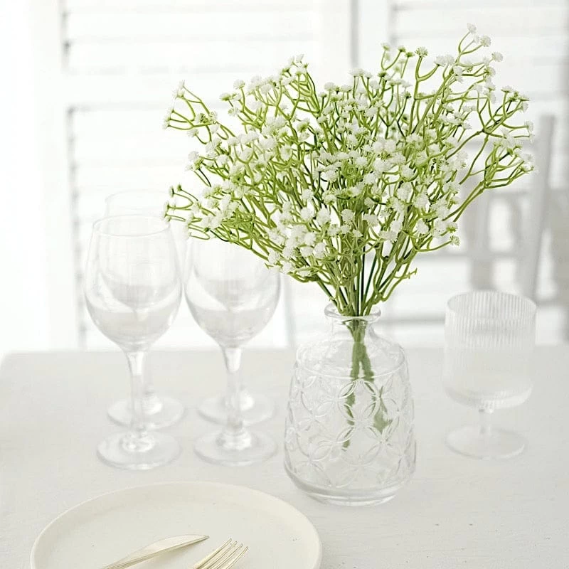 3 White 14 In Tall Artificial Flowers Faux Baby Breath Bushes - Image 6