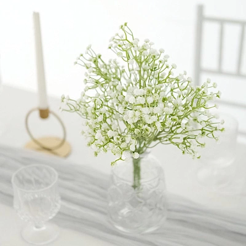 3 White 14 In Tall Artificial Flowers Faux Baby Breath Bushes - Image 2