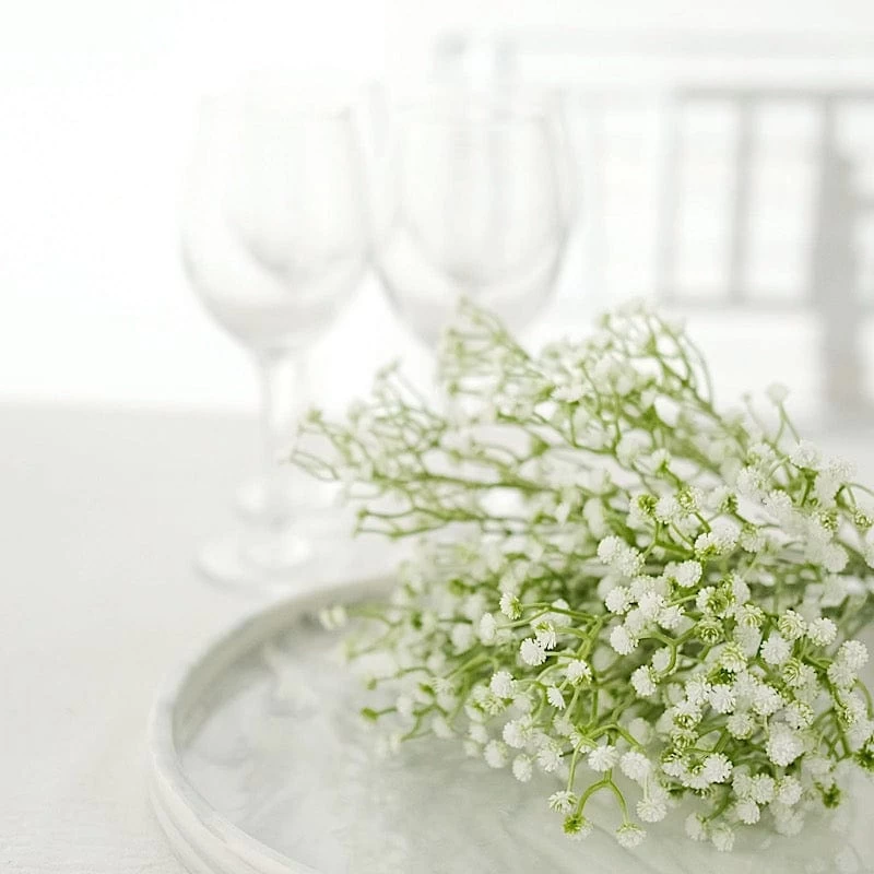 3 White 14 In Tall Artificial Flowers Faux Baby Breath Bushes - Image 7