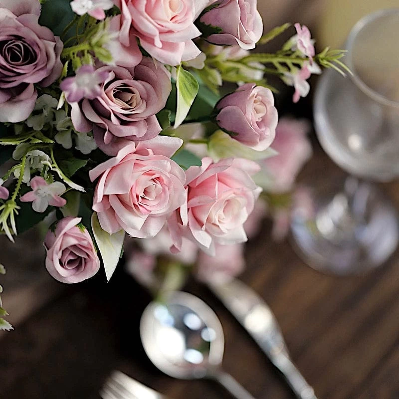 4 Bushes 12 In Artificial Flowers Silk Roses Bouquets - Image 18