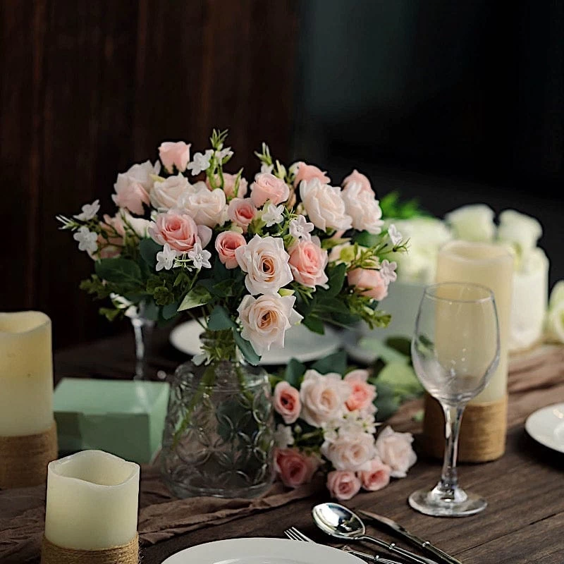 4 Bushes 12 In Artificial Flowers Silk Roses Bouquets - Image 10