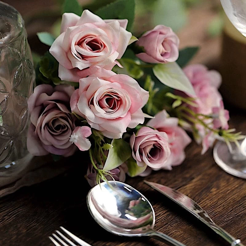 4 Bushes 12 In Artificial Flowers Silk Roses Bouquets - Image 17