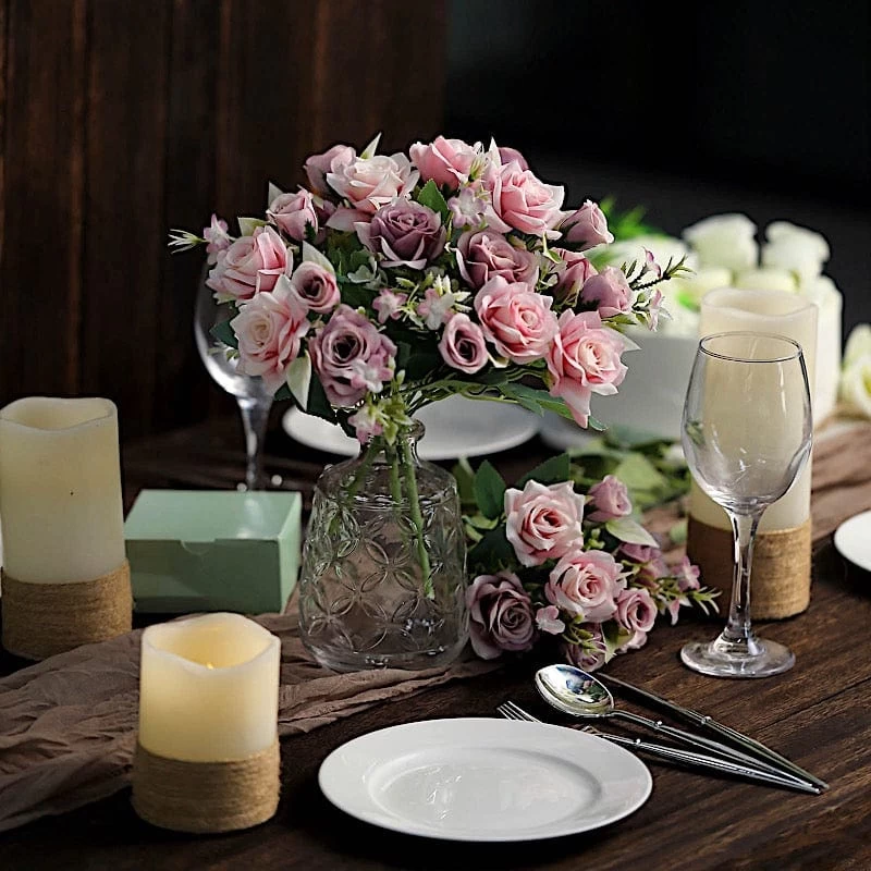 4 Bushes 12 In Artificial Flowers Silk Roses Bouquets - Image 20