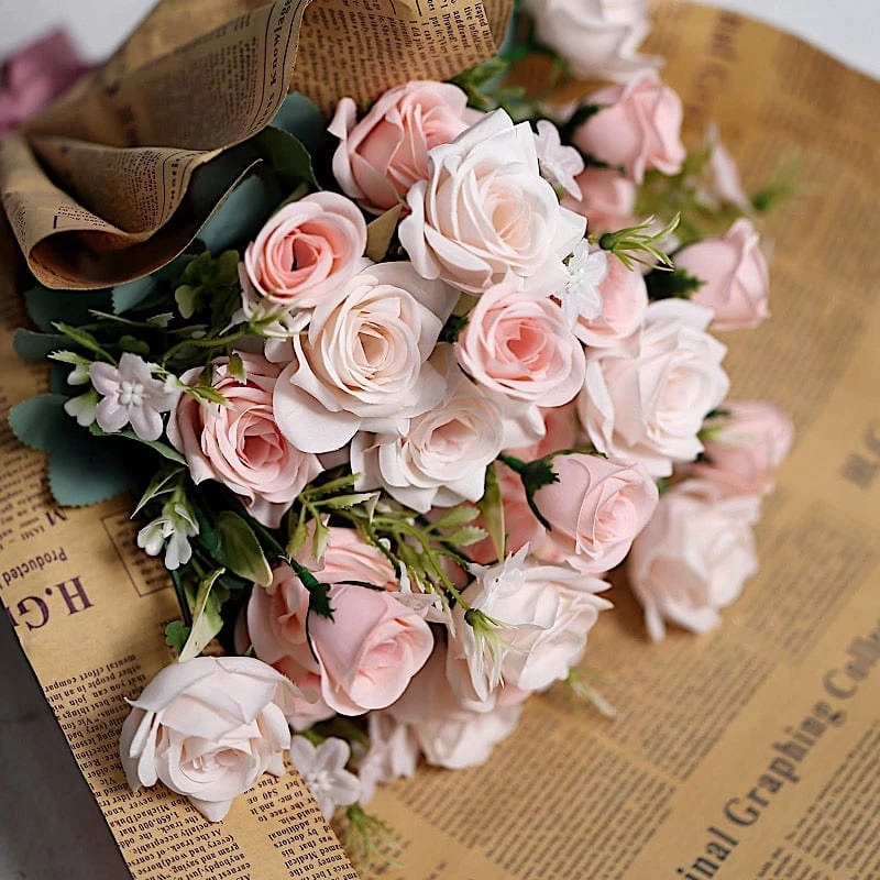 4 Bushes 12 In Artificial Flowers Silk Roses Bouquets - Image 5