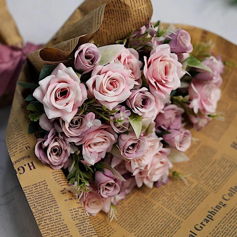 4 Bushes 12 In Artificial Flowers Silk Roses Bouquets - Image 16