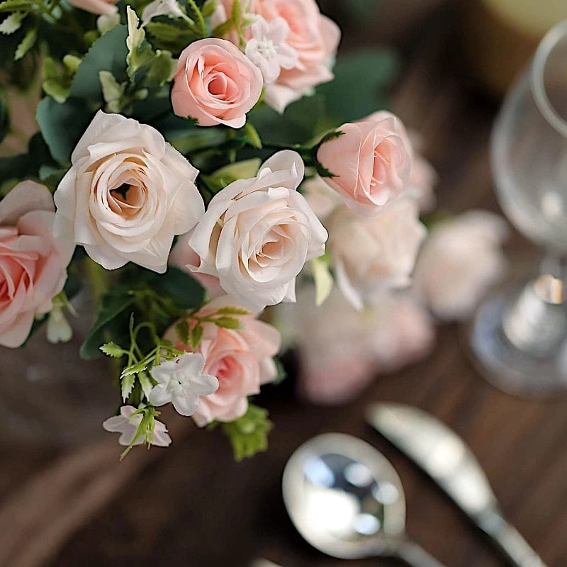 4 Bushes 12 In Artificial Flowers Silk Roses Bouquets - Image 8