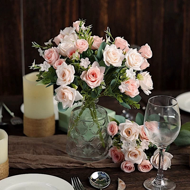 4 Bushes 12 In Artificial Flowers Silk Roses Bouquets - Image 9