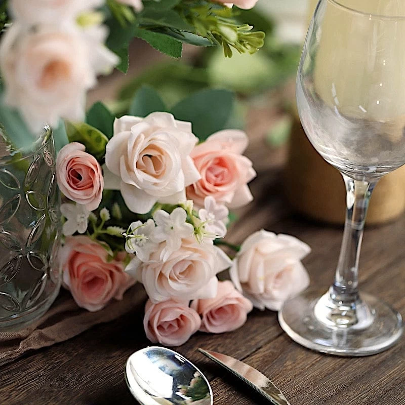 4 Bushes 12 In Artificial Flowers Silk Roses Bouquets - Image 2