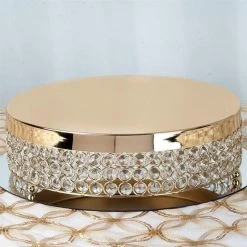 13.5 In Metal Beaded Round Cake Stand Wedding Dessert
