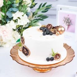 14 In Round Glass Cake Stand With Scalloped Edge