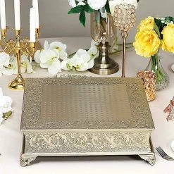 18x18 In Wide Square Embossed Wedding Cake Stand Riser