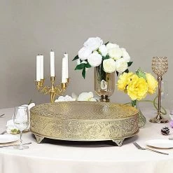22 In Wide Round Embossed Wedding Cake Stand Riser