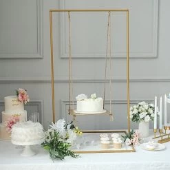 3 Feet Gold Metal Swing Cake Stand Hanging Dessert Display Centerpiece