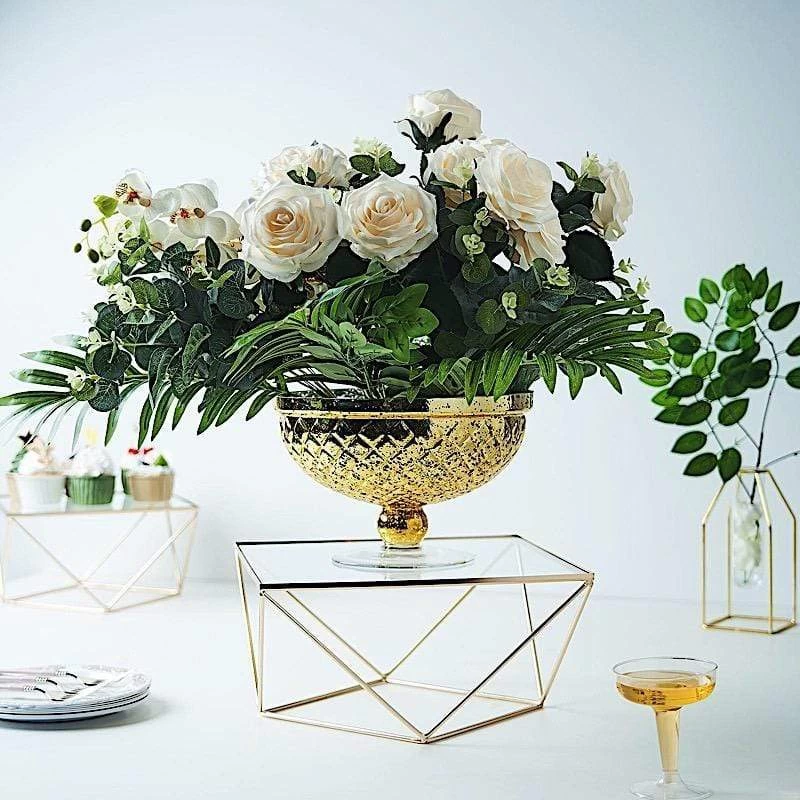 3 Metal With Glass Geometric Cake Stands - Image 2