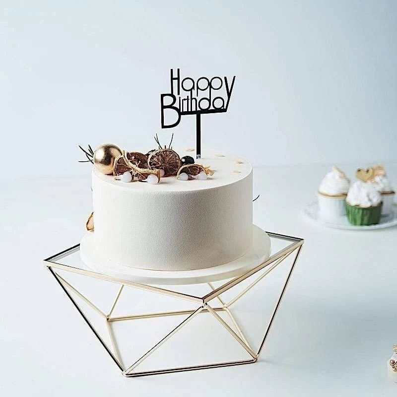3 Metal With Glass Geometric Cake Stands - Image 3