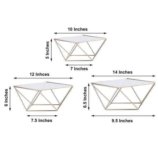 3 Metal With Glass Geometric Cake Stands - Image 6