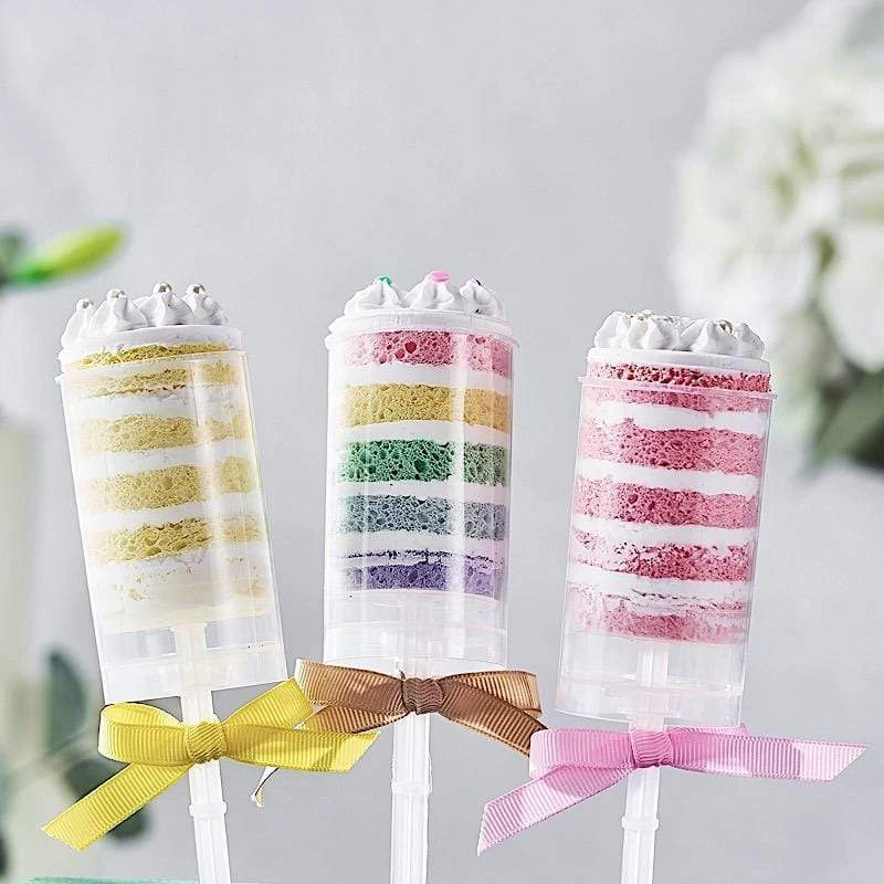 12 Clear Push Up Cake Pops Shooters With White Display Box Stand - Image 4