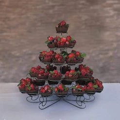 15 In Tall 5 Tier Silver Metal Cupcake Holder Dessert Stand