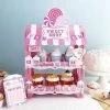 18 In White With Pink 2 Tier Cardboard Sweet Shop Cupcake Dessert Stand