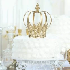 8 In Tall Gold Metal Crown Fleur-de-lis Cake Topper Kids Party Decorations