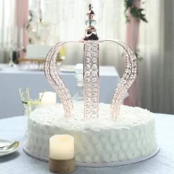 16 In Tall Crystal Beaded Metal Crown Cake Topper