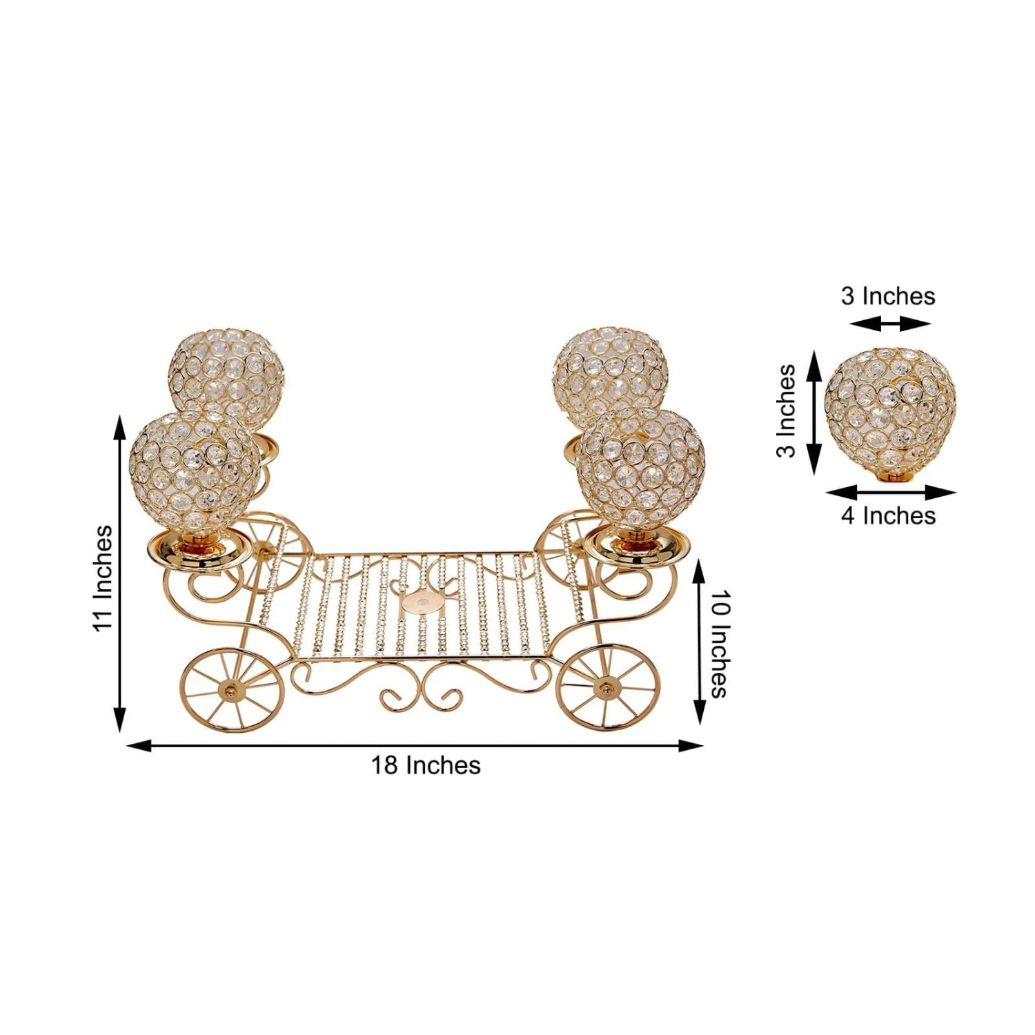 18 In Gold Cinderella Carriage Stand With Crystal Beaded Candle Holders - Image 8